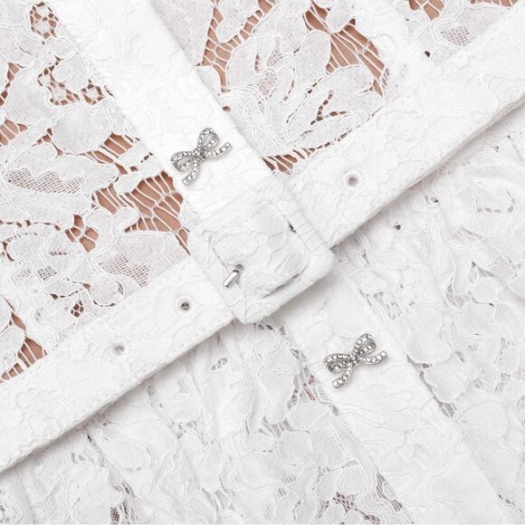 NWOT Self-Portrait WHITE LACE PEPLUM MIDI DRESS, size US4 - Picture 5 of 16